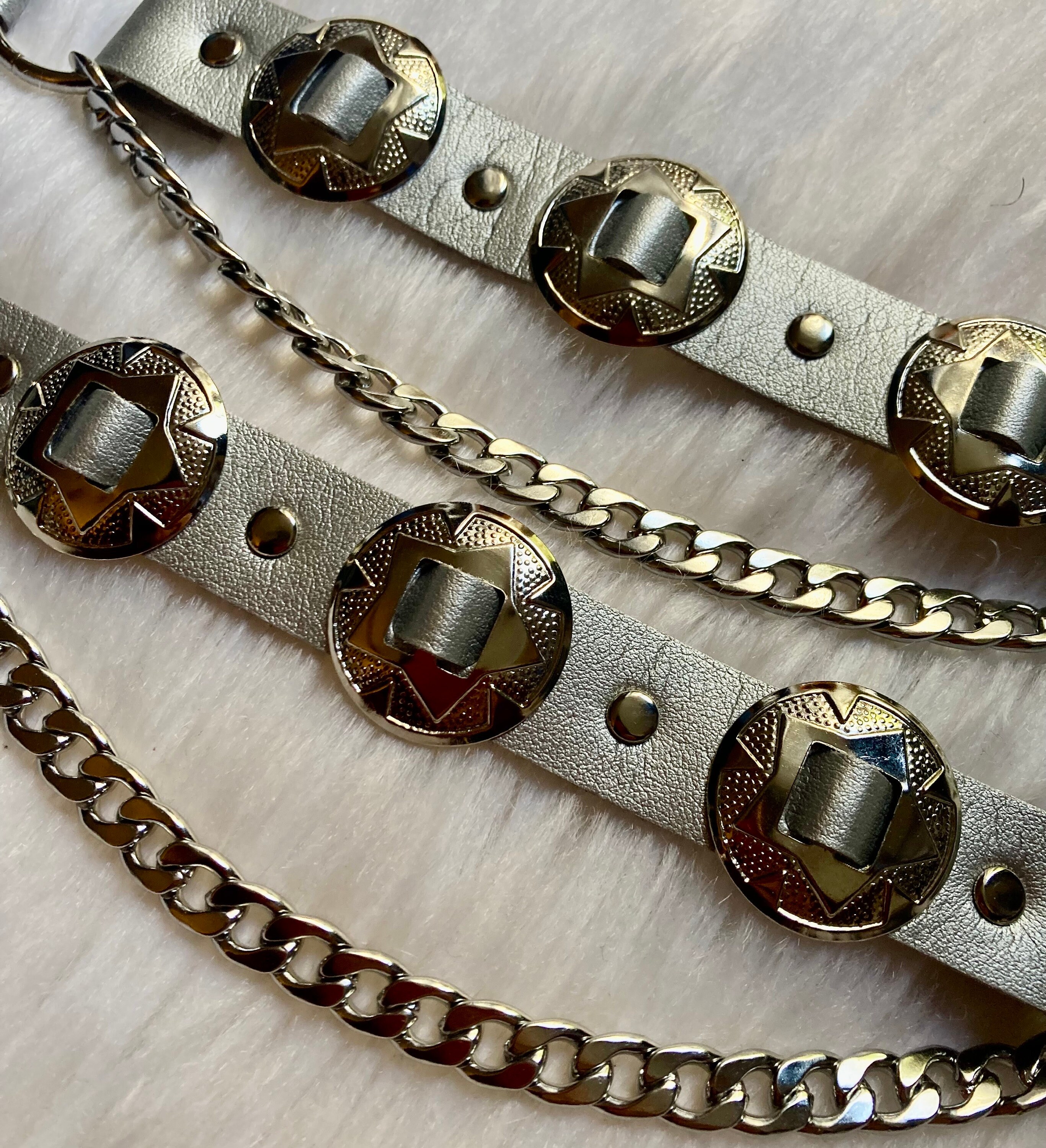 Metallic Silver Boot Straps
