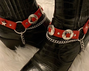 RED HOT Western Cowboy Boot Straps