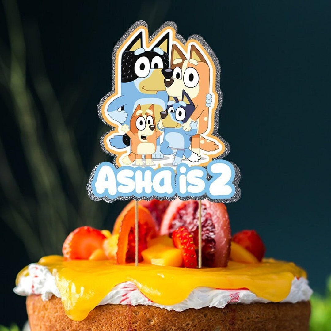 Topper de pastel personalizado inspirado en Bluey Topper personalizado