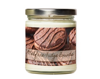 Welfare Fudge Rounds™ Hand-Poured Soy Candle - Chocolate Fudge Scented - Political Gift - Funny Candle - Gift for Him - Gift for Her