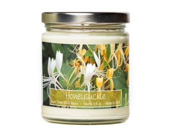 Honeysuckle Hand-Poured Soy Candle - Floral Scented - Stocking Stuffer - Flower Home Decor - True to name, Smells just like honeysuckle!