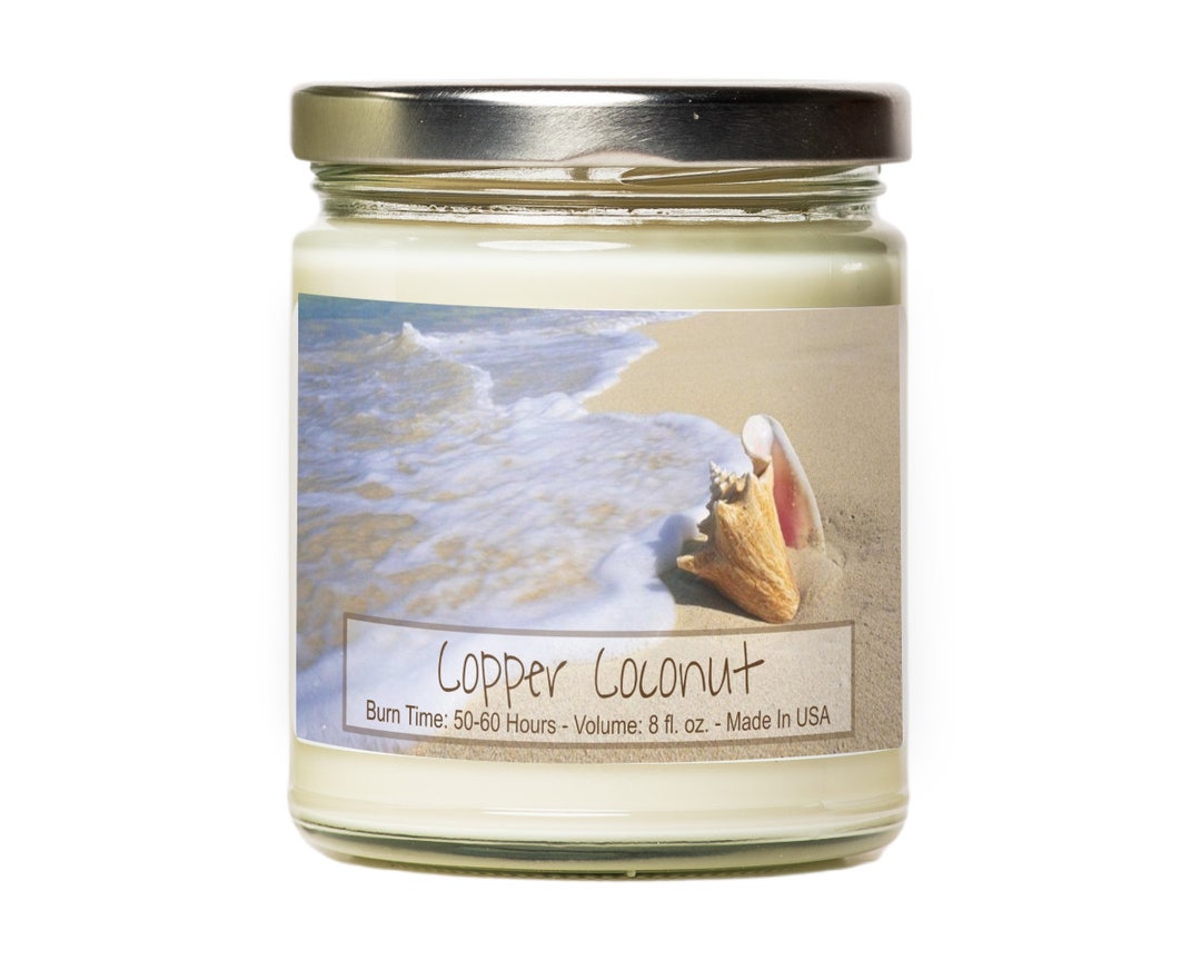 Copper Coconut Scented Handpoured Soy Candle Suntan Lotion Scented