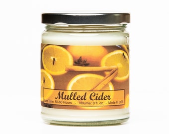 Mulled Cider Scented Hand-Poured Soy Candle - Apple Cider Scented - Stocking Stuffer - Fall Home Decor - Winter Container Candle