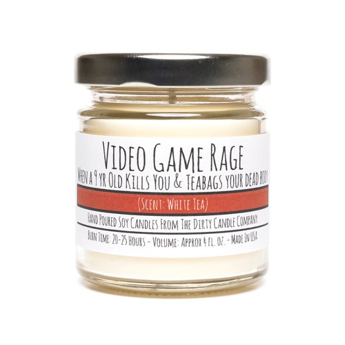 Video Game Rage™ Hand-poured Soy Candle White Tea Stress - Etsy Video Game Rage™ Hand-poured Soy Candle White Tea Stress - Etsy