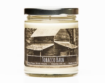Granero de tabaco Perfumado Vela de soja vertida a mano - Auténtica madera de granero antiguo perfumada - Relleno de medias - Decoración de la casa de campo - Decoración de la mesa de la granja