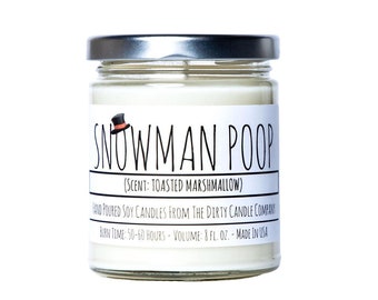 Snowman Poop™ (The Original) Hand-Poured Soy Candle - Toasted Marshmallow Scented Candle - Christmas Stocking Stuffer Idea - Funny Gag Gift