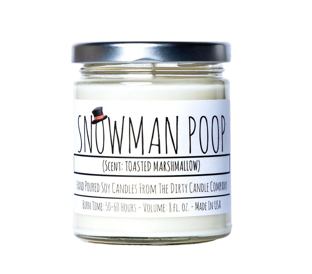 Snowman Poop™ (The Original) Hand-Poured Soy Candle - Toasted Marshmallow Scented Candle - Christmas Stocking Stuffer Idea - Funny Gag Gift