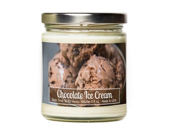 Chocolate Ice Cream Scented Hand-Poured Soy Candle - Chocolate Scented - Stocking Stuffer - Home Decor - Kitchen Candle