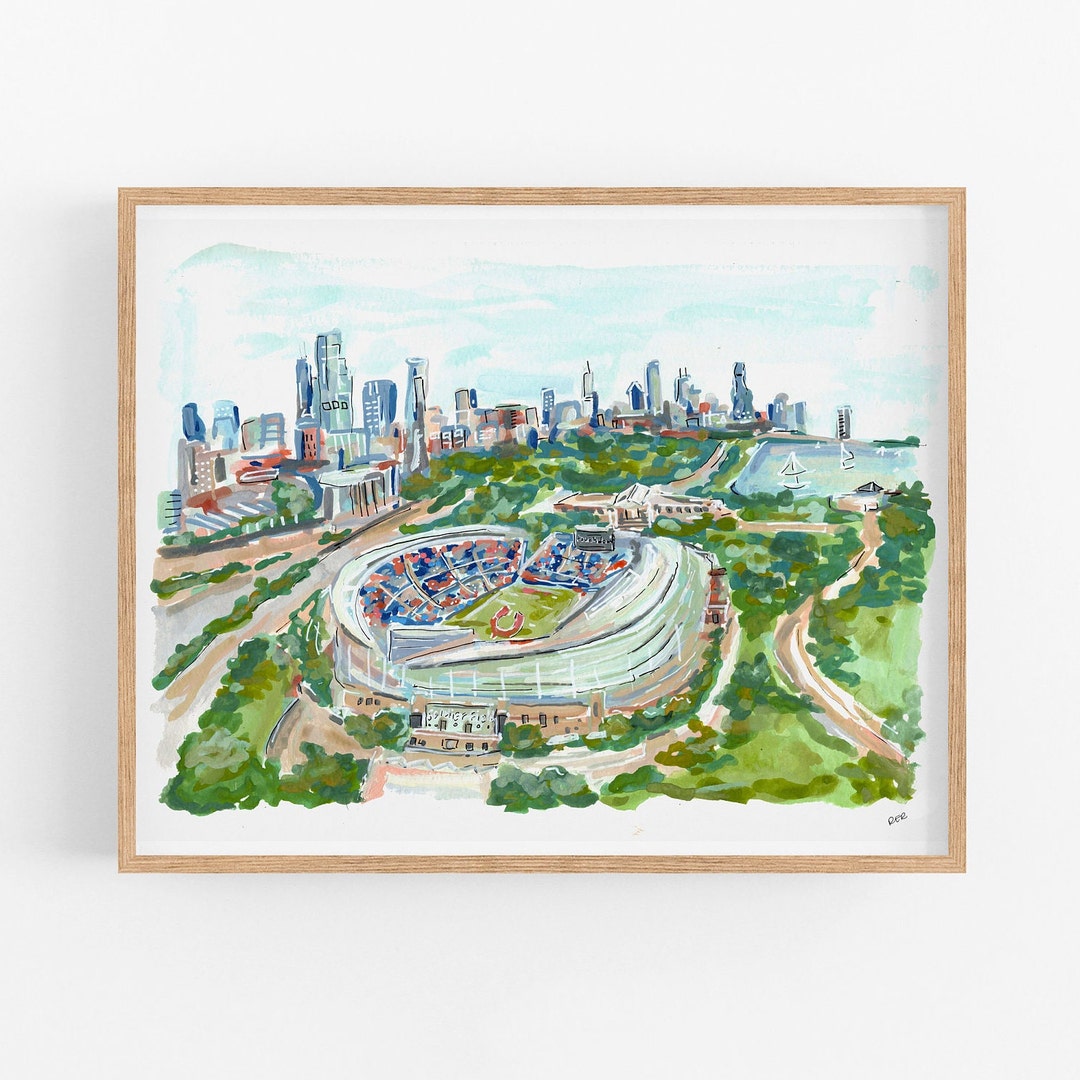 Soldier Field Art Print, Chicago Bears Art, Watercolor Stadium, Chicago