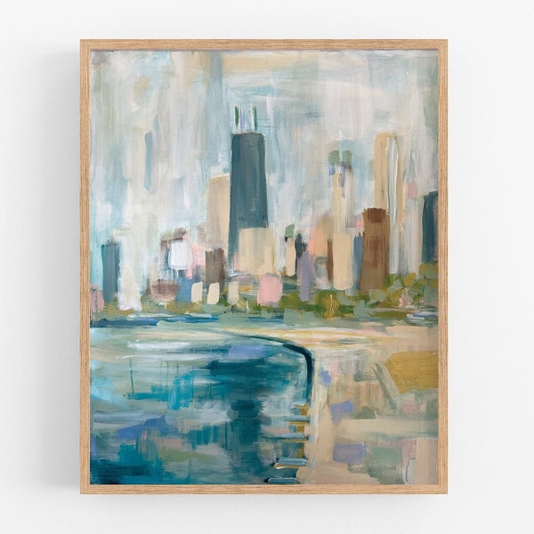 Abstract Chicago Art Print, The City on the Lake Print, Lake Shore Drive, Chicago print, Abstract City Art, Contemporary Art, Abstract Print