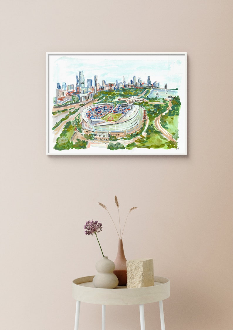 Soldier Field Art Print, Chicago Bears Art, Watercolor Stadium, Chicago