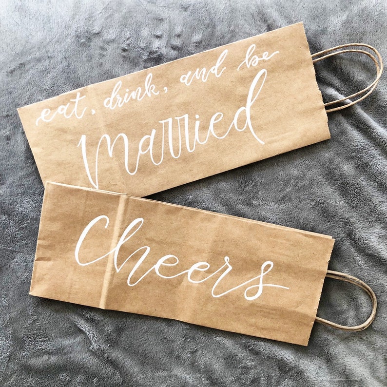 Wine Gift Bags Hand Lettered Gift Bags Custom Personalized Etsy