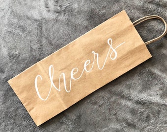 Wine Gift Bags, Hand Lettered Gift Bags, Custom Personalized Gift Bags, Wedding Gift Bags, Celebration, Holiday, Calligraphy Gift Bags