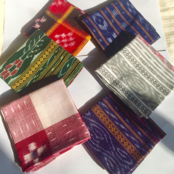 Exclusive Handmade  Handkerchiefs,  Organic Cotton Elegant, Pocket square, Rolled hem edges from  traditional Indian  Handwoven fabric