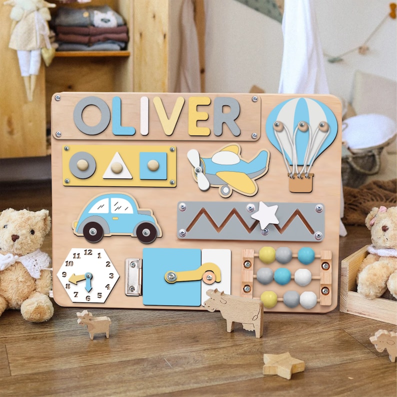 Personalized Toddler Gifts, Baby Name Puzzles Busy Board, Wooden Name Sign, Fidget Toy, Baby