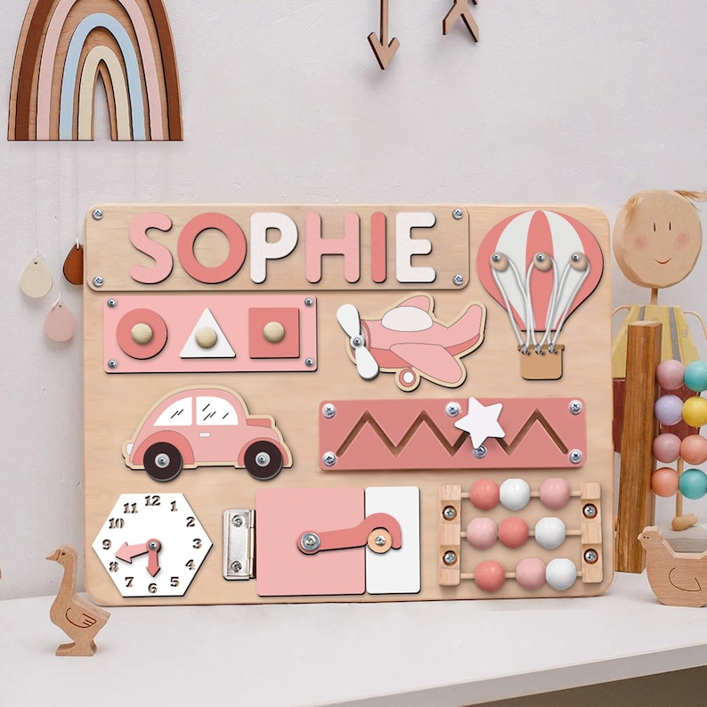 Personalized Toddler Gifts, Baby Name Puzzles Busy Board, Wooden Name Sign, Fidget Toy, Baby
