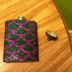Dragon Scale, Mermaid Scale, Rhinestoned Flask