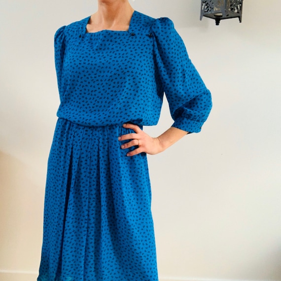 Vintage Cobalt Blue Secretary Dress