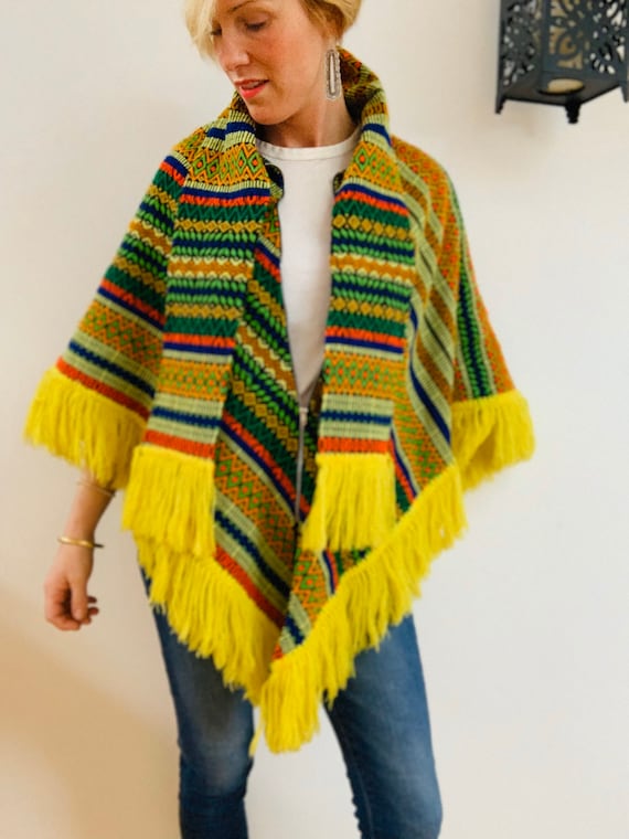 Embroidered Brightly Coloured 70’s Poncho