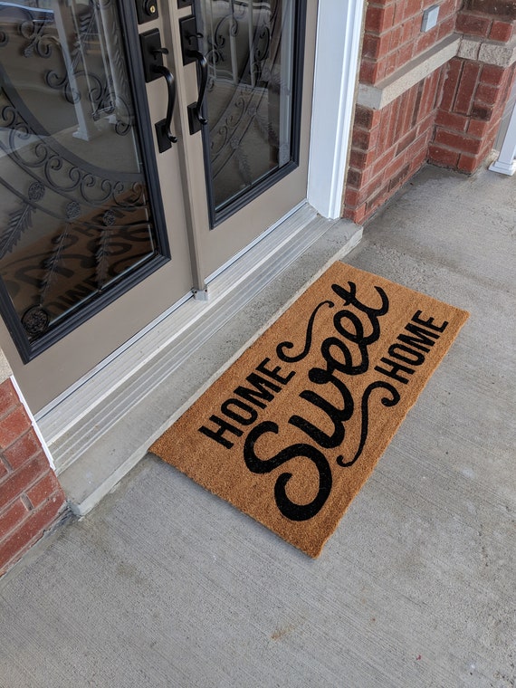 All Natural Coir Mats Home Sweet Home Patio Entrance Floor Door Indoor and Outdoor with Robust PVC Slip Free Back Gift House Home 24, 48 