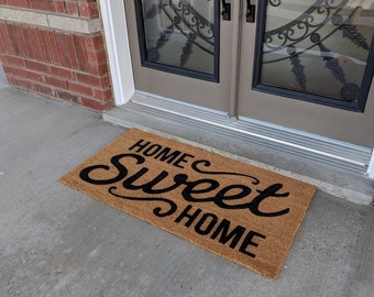 All Natural Home Sweet Home Coir Doormat for Entrance Floor Door Indoor Outdoor with Robust PVC Slip Free Back