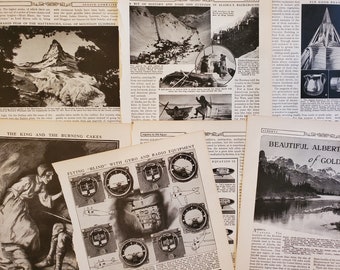 1943 Pictorial Encyclopedia Pages Ephemera, Junk Journal, Design Packet 14 pages