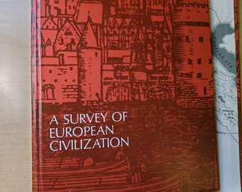 Vinyl Book Cover A Survey of European Civilization (Empty) for Junk Journal, Scrapbook, Albums, Upcycle