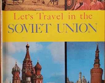 Vinyl VINTAGE Book Cover Let's Travel in the Soviet Union - from USSR before the walls came down (Empty) for Junk Journal, Scrapbook, Albums