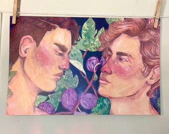 Achilles en Patroclus aquarel | Hoogwaardige digitale print