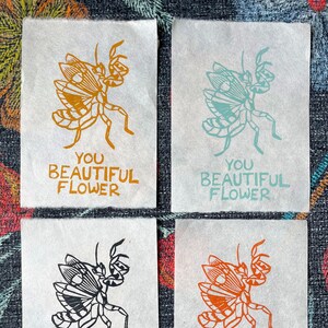 Beautiful Flower  | Hand-Carved Orchid Mantis Block Print