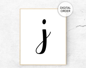 J Wall Decor, J Initial Print, Letter J Print, Printable Letter J, Letter J Poster, Initial Digital Download, Minimalist J, Black and White