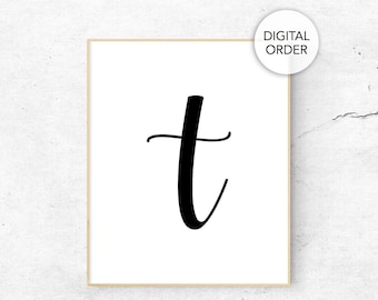 Letter T Wall Decor, Letter T Print, Printable Letter T, Letter T Poster, Initial T for Wall, Letter T Nursery Print, Digital Download