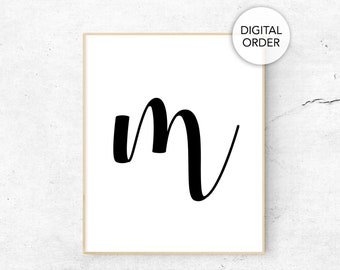 Letter M Wall Decor, Letter M Print, Initial Wall Decor, Letter M Poster, Printable Letter M, Minimalist Letter, Nursery Digital Download