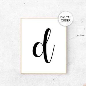 Letra imprimible D, decoración de pared de letras imprimible, impresión de letra D, arte de pared de letra D, carta de guardería, inicial minimalista, descarga digital
