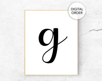 Letter G Wall Decor, Letter G Poster, Letter G Printable, Initial Wall Decor, Monogram Printable, Typography Print Download, Minimalist G