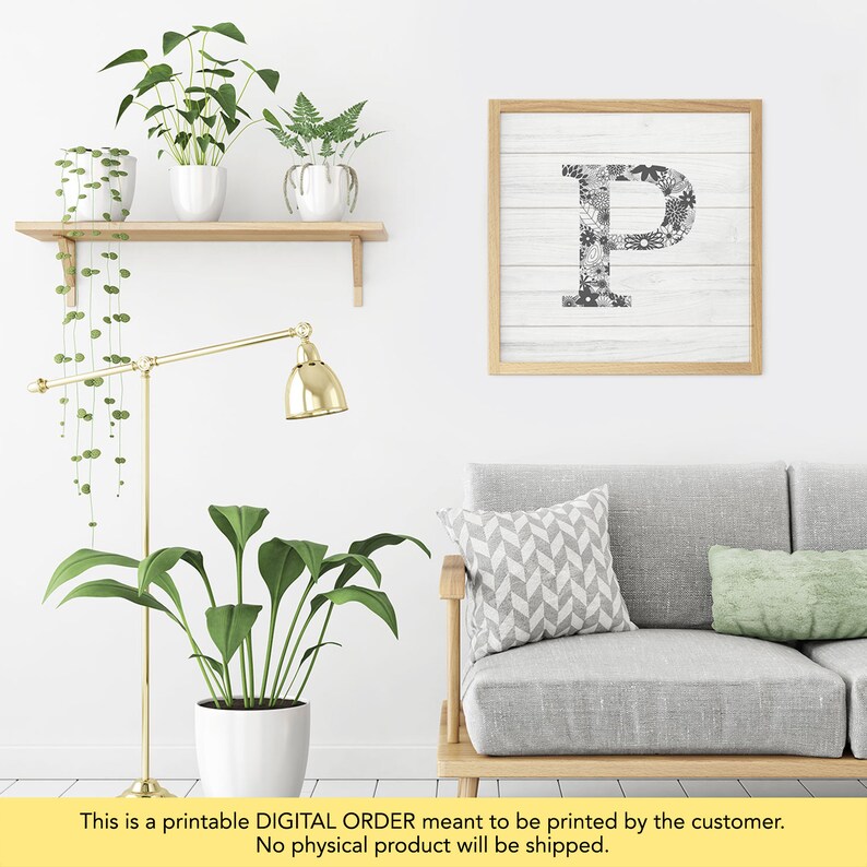 Letter P Wall Decor Farmhouse Printable Letter Rustic Letter Etsy