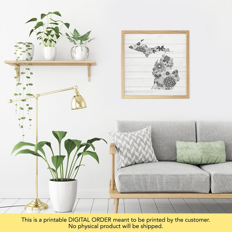 Michigan Printable Michigan Wall Art State of Michigan Art - Etsy
