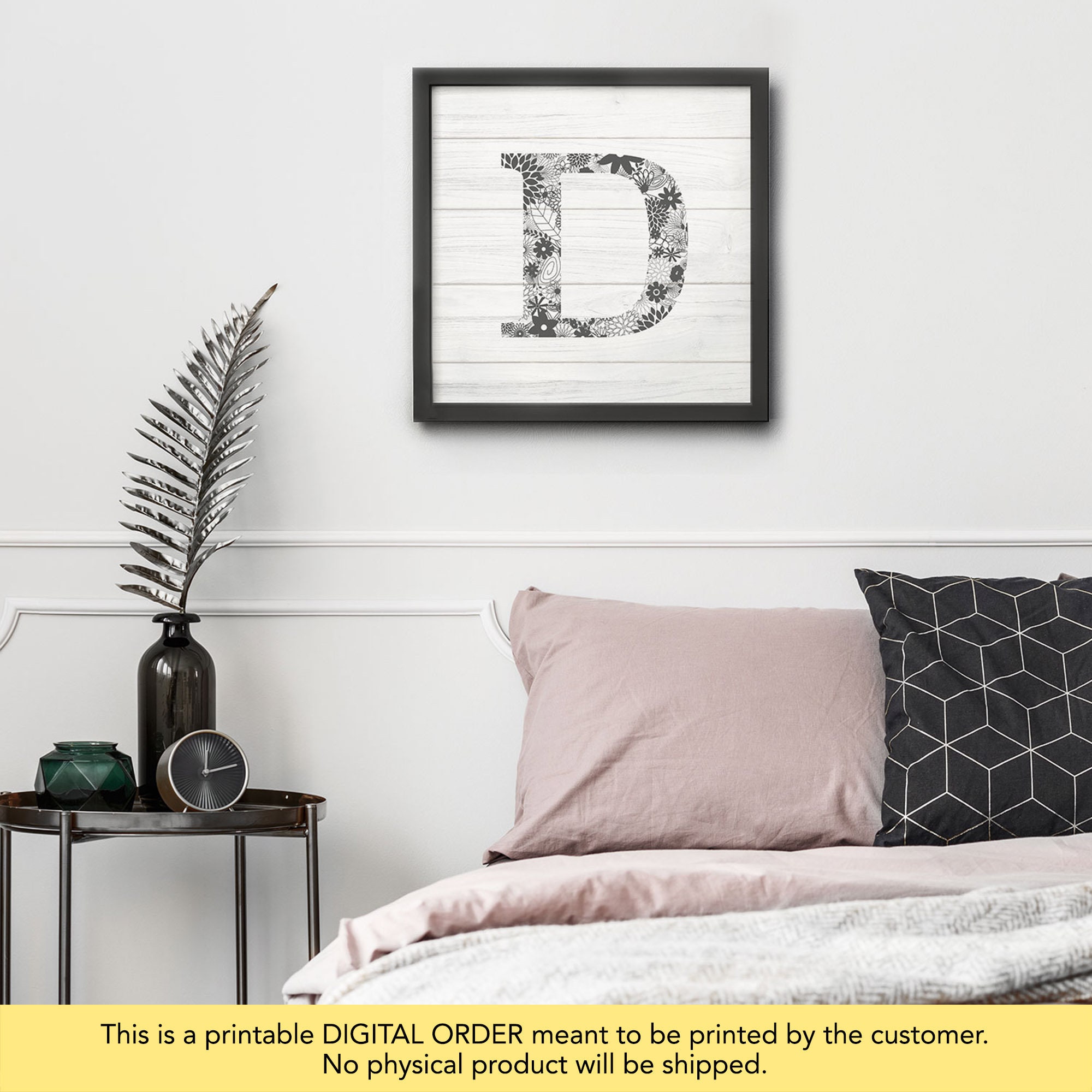 Gray Letter D Farmhouse Letter D Letter D Printable Rustic | Etsy