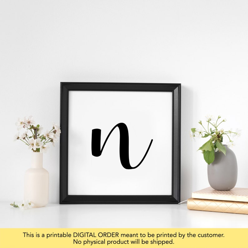 Letter N Wall Decor Letter N Print Printable Letter N Etsy