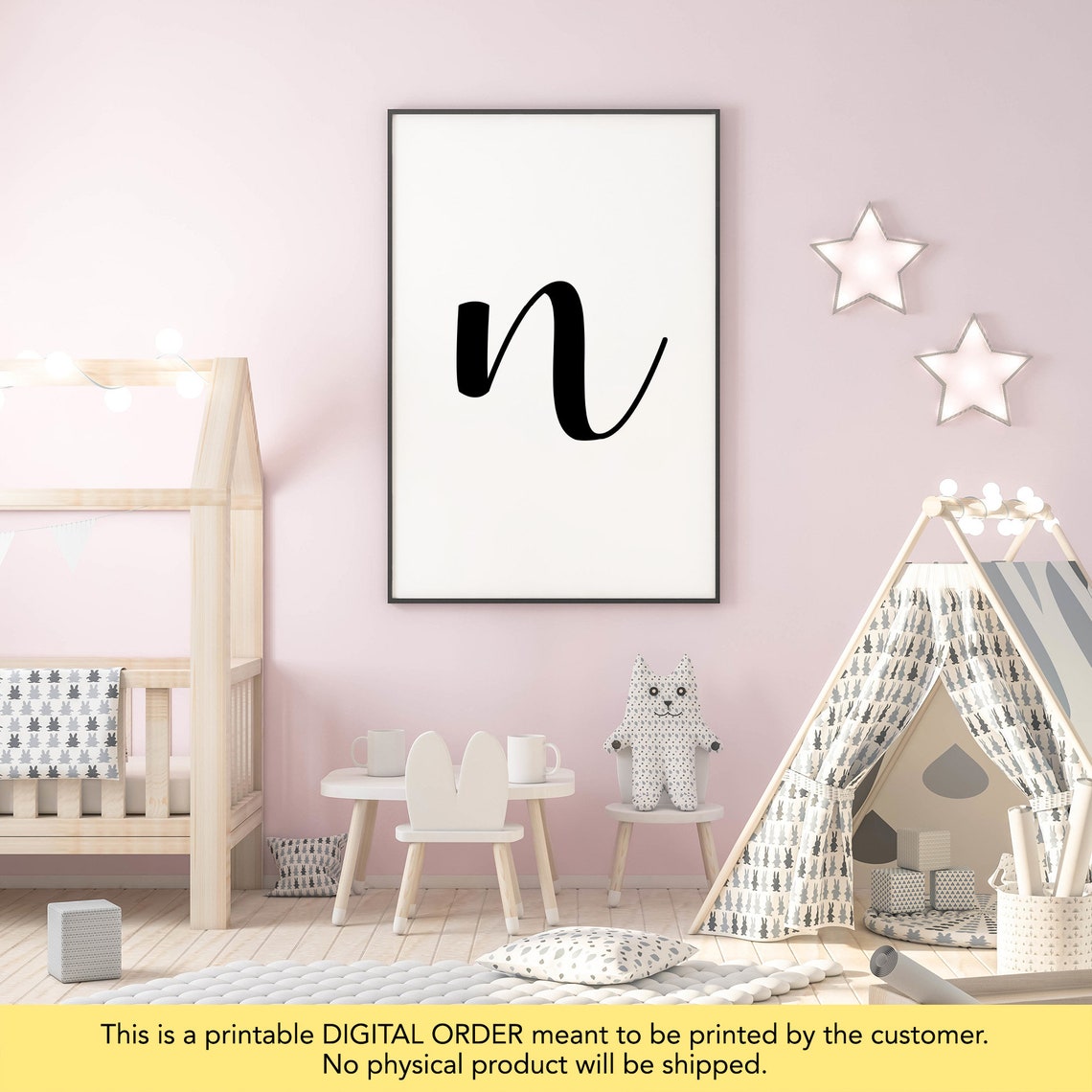 Letter N Wall Decor Letter N Print Printable Letter N Etsy