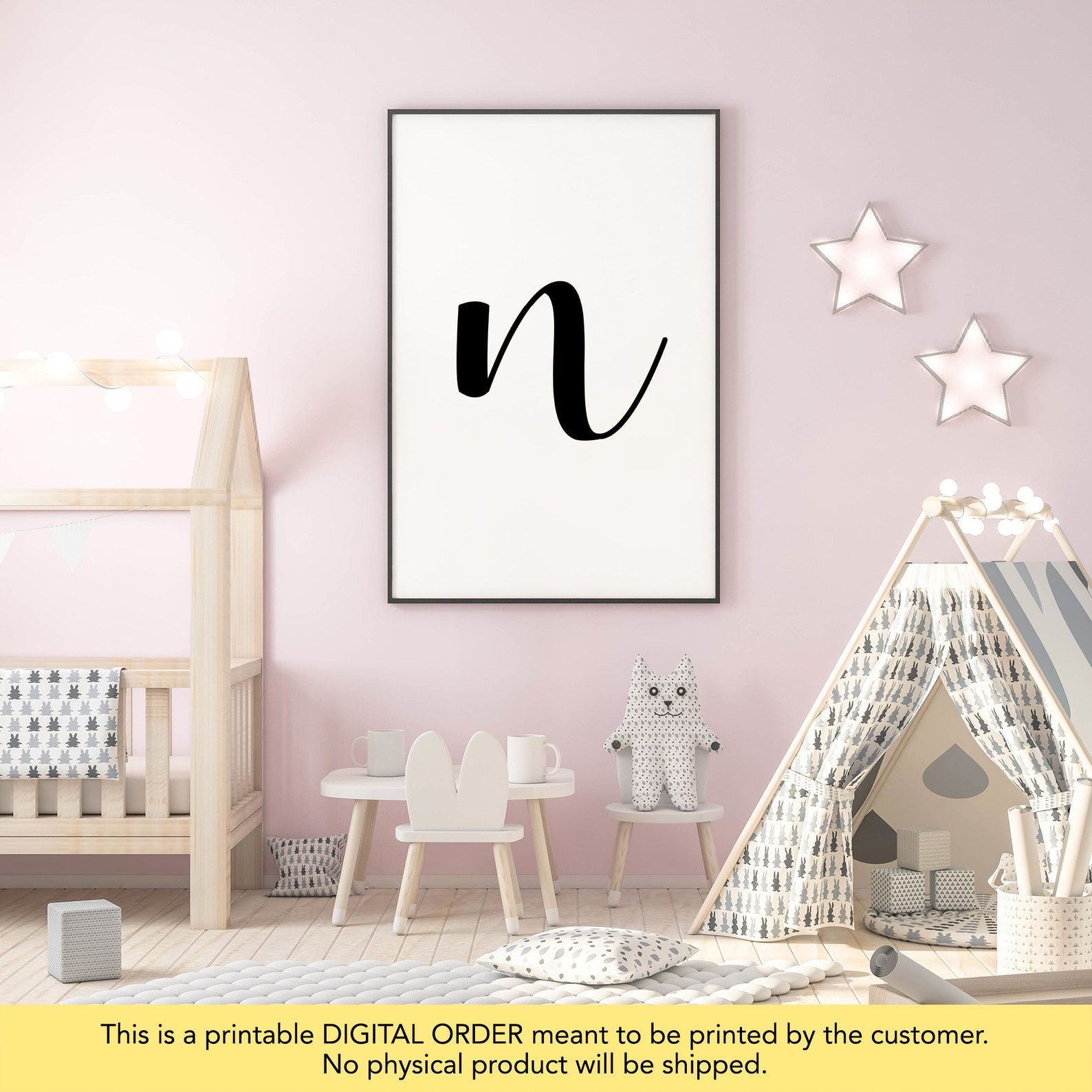 Letter N Wall Decor Letter N Print Printable Letter N Etsy