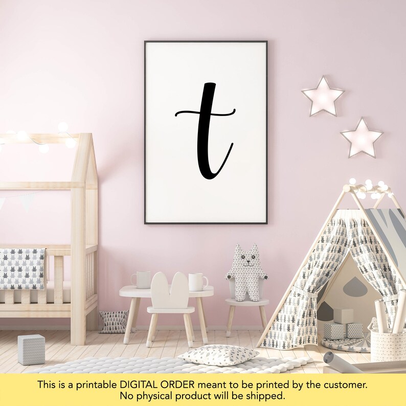 Letter T Wall Decor Letter T Print Printable Letter T Etsy