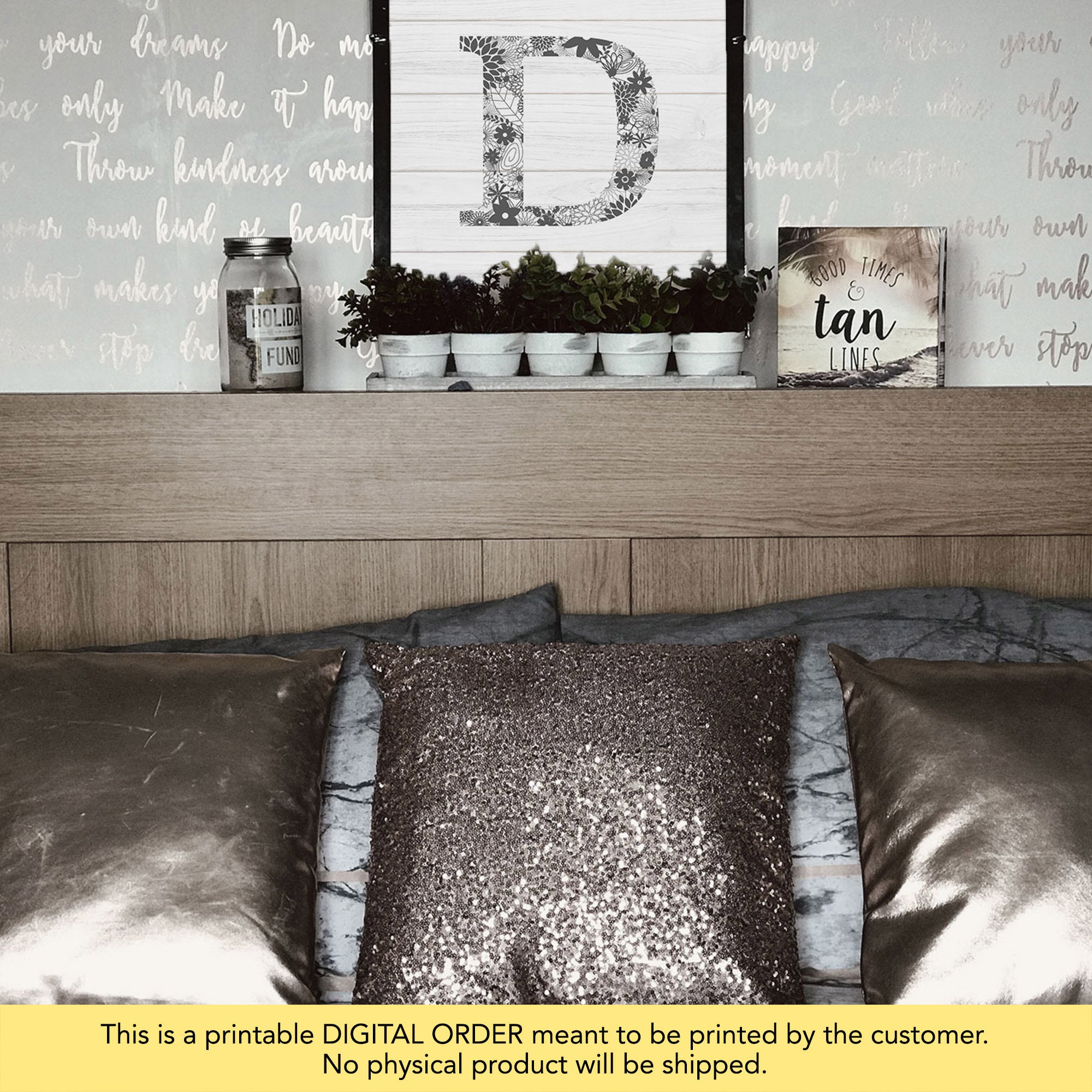 Gray Letter D Farmhouse Letter D Letter D Printable Rustic - Etsy