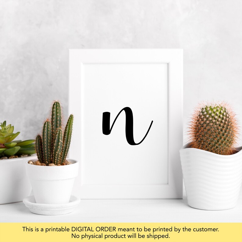 Letter N Wall Decor Letter N Print Printable Letter N Etsy