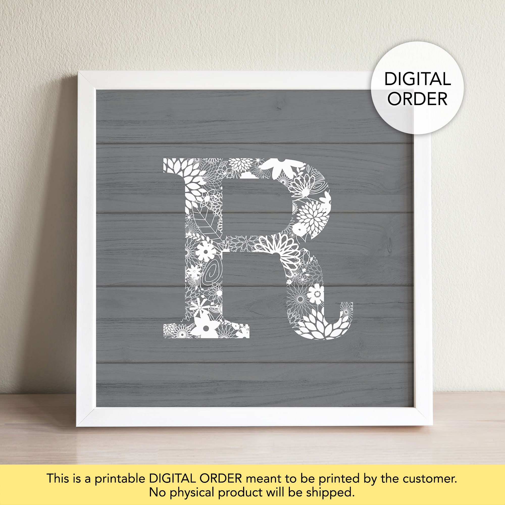 Letter R Decoreation Letter R Wall Decor, Gray R Print, Wood Letter R, Printable Letter R ...