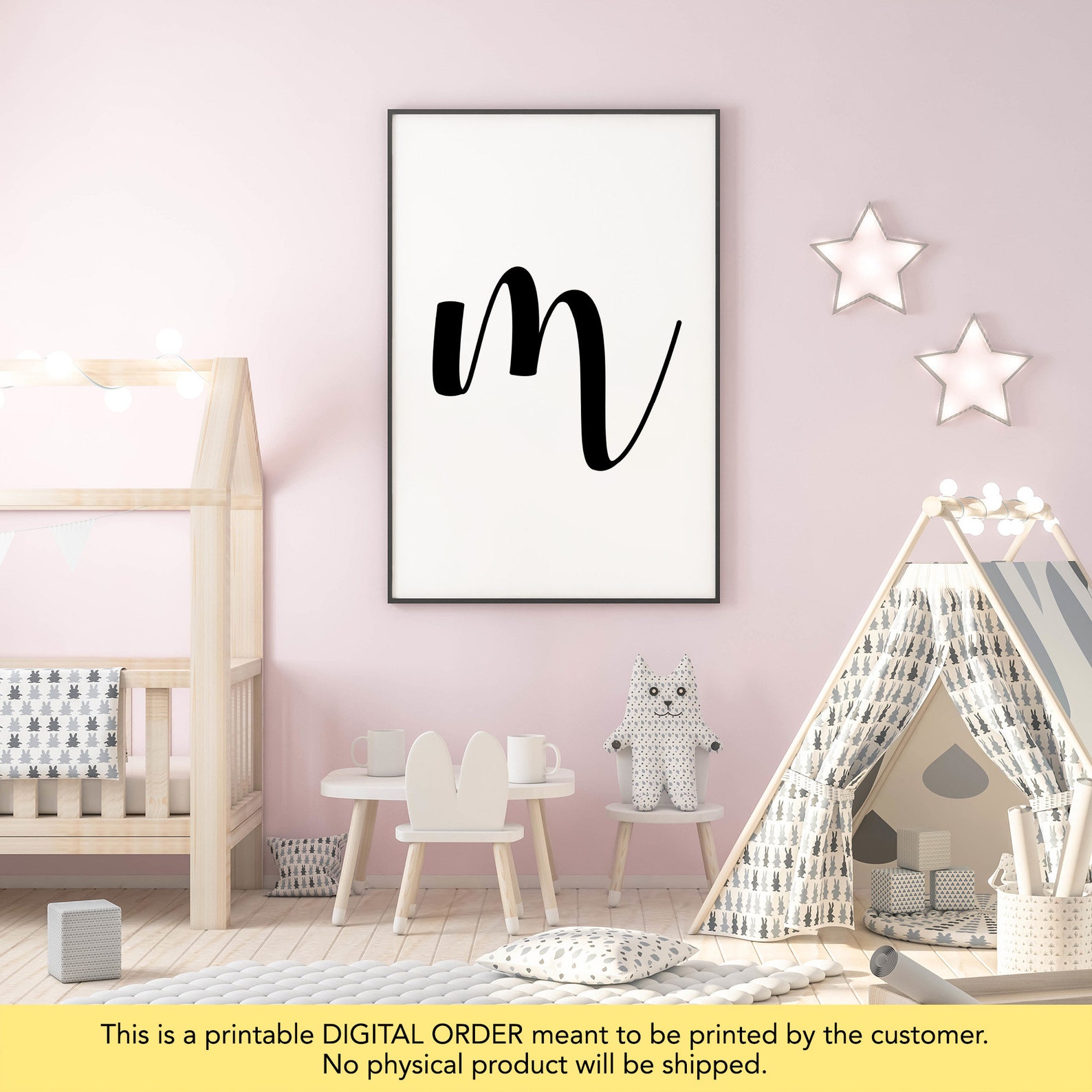Letter M Wall Decor Letter M Print Initial Wall Decor - Etsy