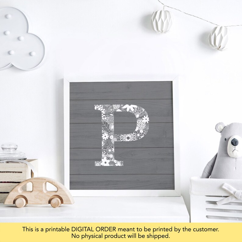 Letter P Wall Decor Farmhouse Printable Letter Rustic Letter Etsy