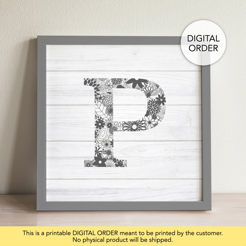 Letter P Wall Decor Farmhouse Printable Letter Rustic Letter Etsy