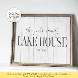 Lake House Decor, Lake House Sign, Personalized Cottage Wall Art, Custom Lakehouse Wall Decor, Family Lake House, Printable Cabin Sign, Home
