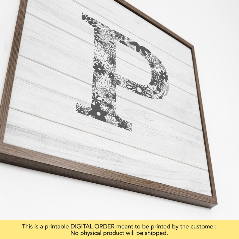 Letter P Wall Decor Farmhouse Printable Letter Rustic Letter Etsy
